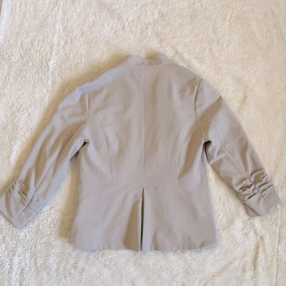Beige Ruffle Silver Button Blazer - Picture 3 of 5